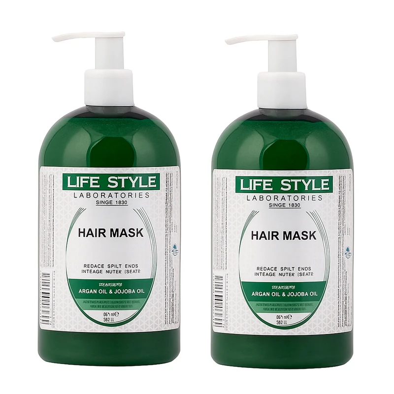 ماسک مو لایف استایل مدل ARGAN مناسب برای انواع مو حجم 500 میلی لیتر  مجموعه دو عددی