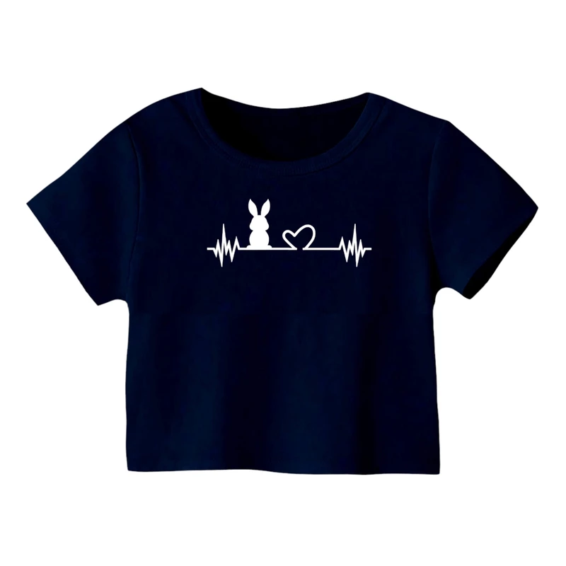 کراپ‌ تی‌شرت آستین کوتاه زنانه مدل خرگوش کد 1