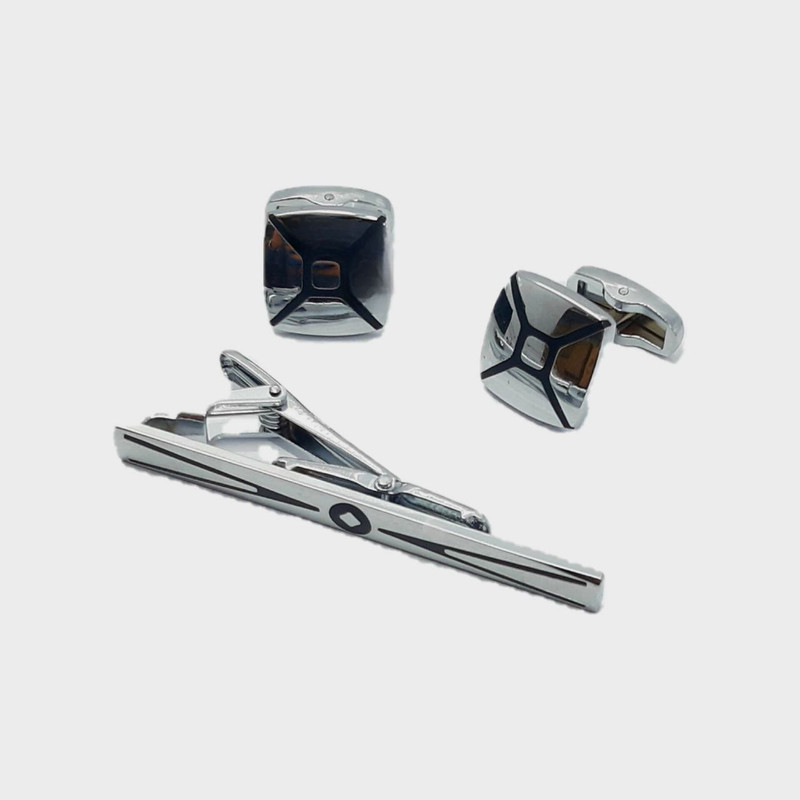 ست دکمه سردست و گیره کراوات مردانه مدل shabke