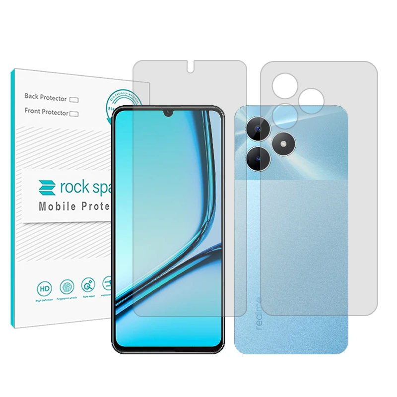 محافظ صفحه نمایش شفاف راک اسپیس مدل Resistant مناسب برای گوشی موبایل ریلمی NOTE 50 به همراه محافظ پشت گوشی