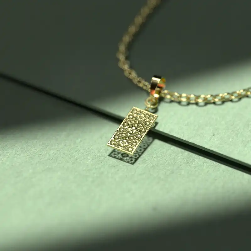 گردنبند طلا 18 عیار زنانه مدوپد مدل مستطیل کد CC2-1-1214