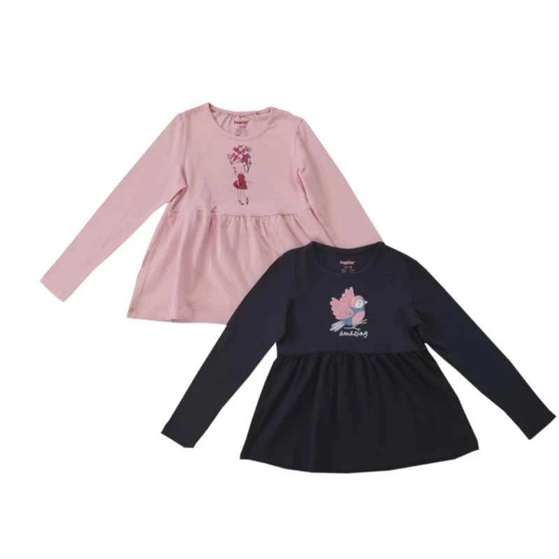 پیراهن آستین بلند یقه گرد دخترانه لوپیلو مدل ۳۵۳۵