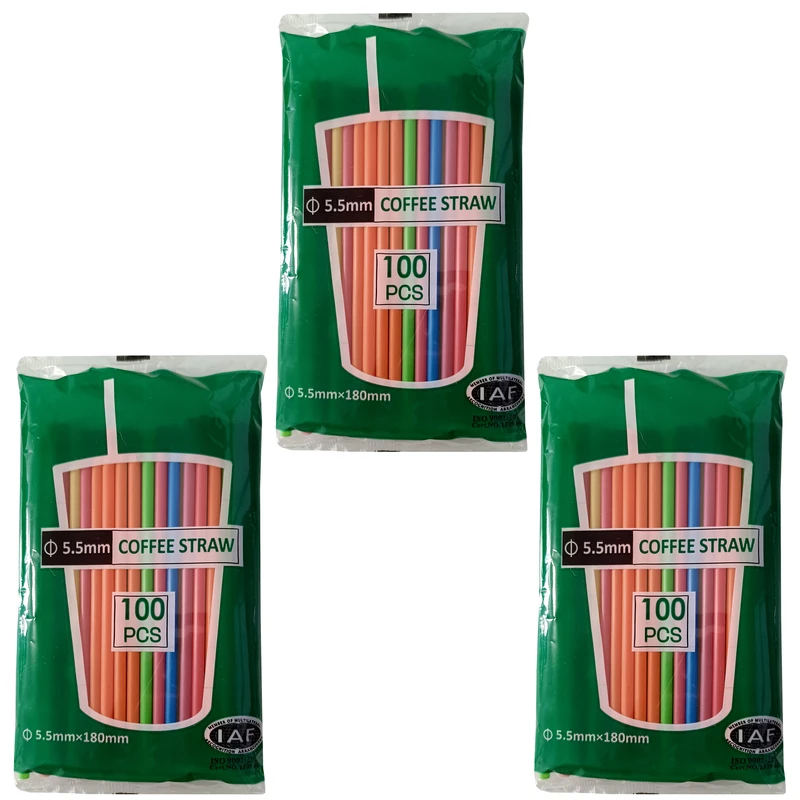 نی نوشیدنی یکبار مصرف مدل کافه گلاسه 3 بسته 100 عددی