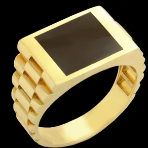 انگشتر طلا 18 عیار مردانه نیکان گلد مدل مستطیل سایز 60 به همراه 30 سوت هدیه طلا