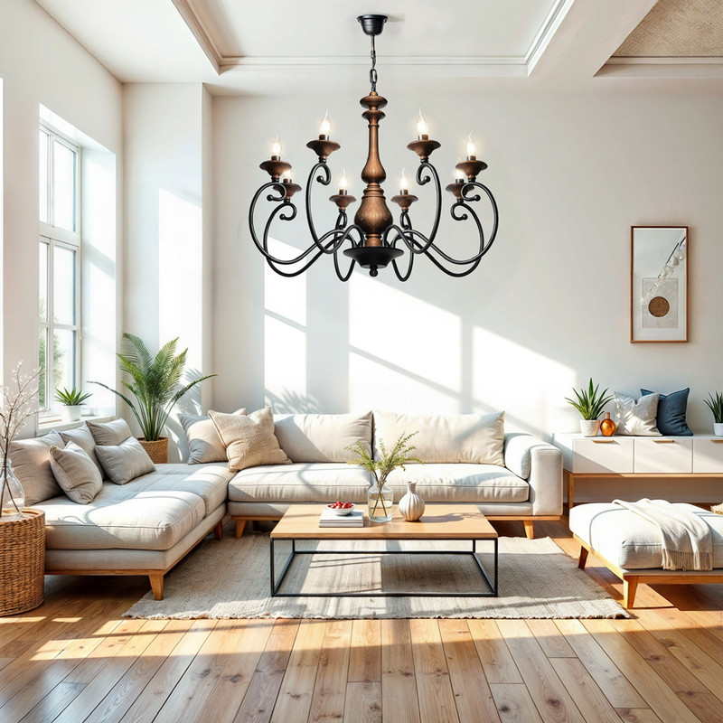 لوستر ۸ شعله کد  wood-101-8