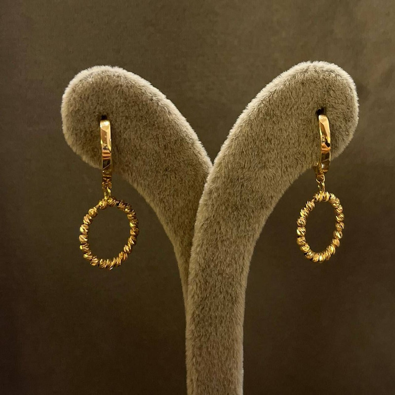 گوشواره حلقه ای طلا 18 عیار زنانه الی گالری مدل دایره گوی البرناردو - 3