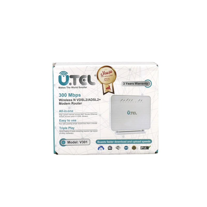 عکس شماره 2 : مودم روتر یوتل vdsl-adsl plus بی سیم مدل v301
