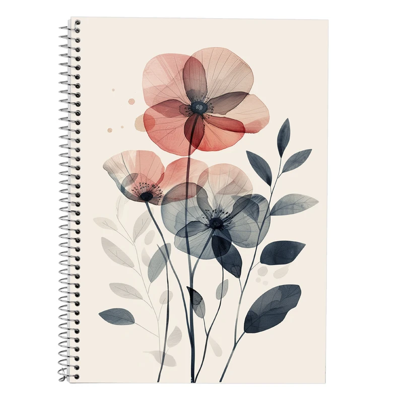 دفتر زبان 50 برگ مدوپد مدل دو خط طرح گل کد DF13985