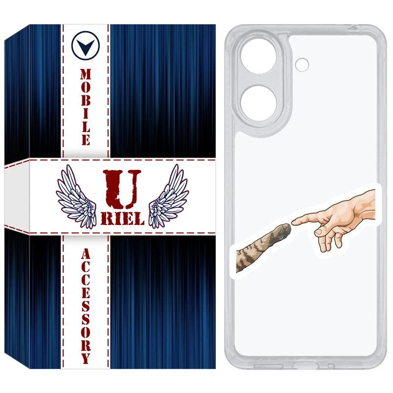 کاور یوریل قاب مدل Clear کد 94 طرح دست گربه مناسب برای گوشی موبایل شیائومی Redmi 13C / Poco C65