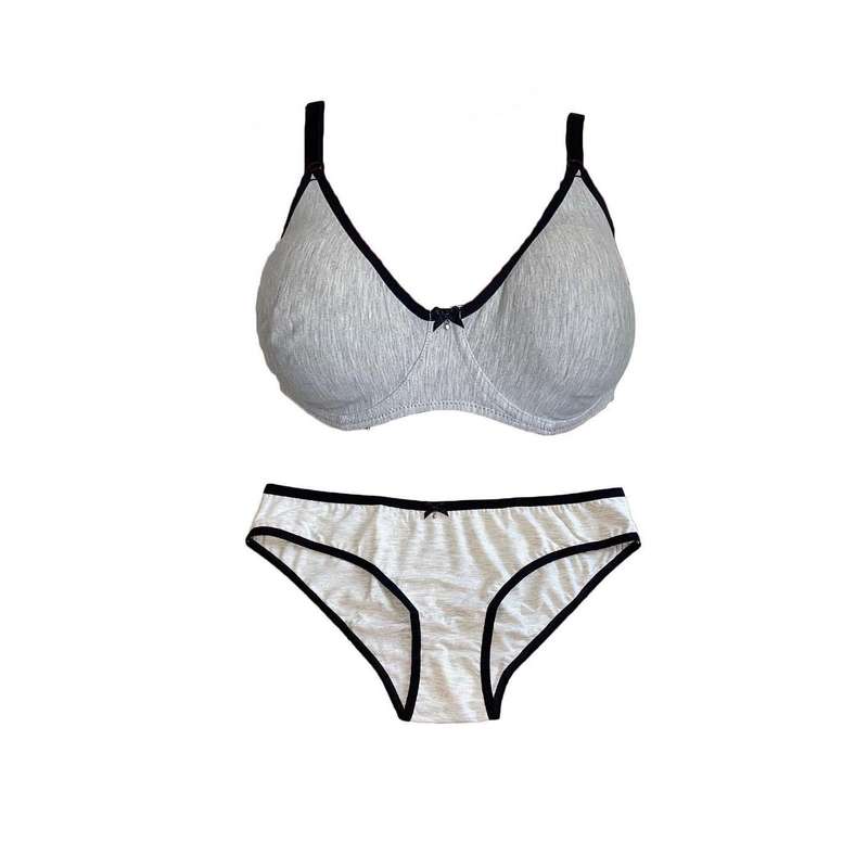 ست شورت و سوتین زنانه تی بی ان مدل فنردار نخی کد 1360-TM رنگ طوسی