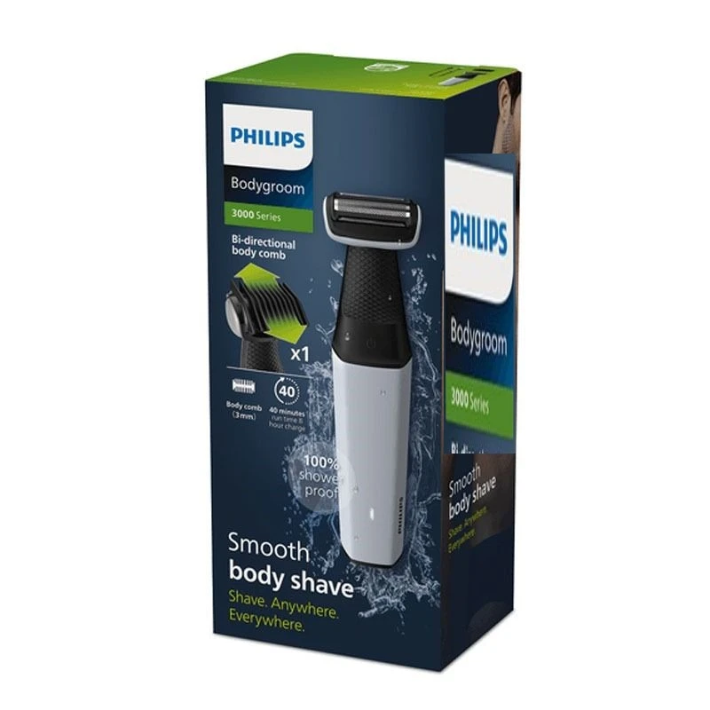 عکس شماره 9 : ماشین اصلاح موی بدن فیلیپس مدل بادی گروم سری ۳۰۰۰ به همراه تیغ یدک