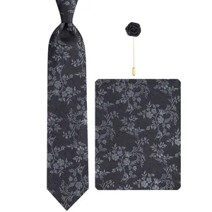 ست کراوات و دستمال جیب و گل کت مردانه جیان فرانکو روسی مدل GF-F2623-BK