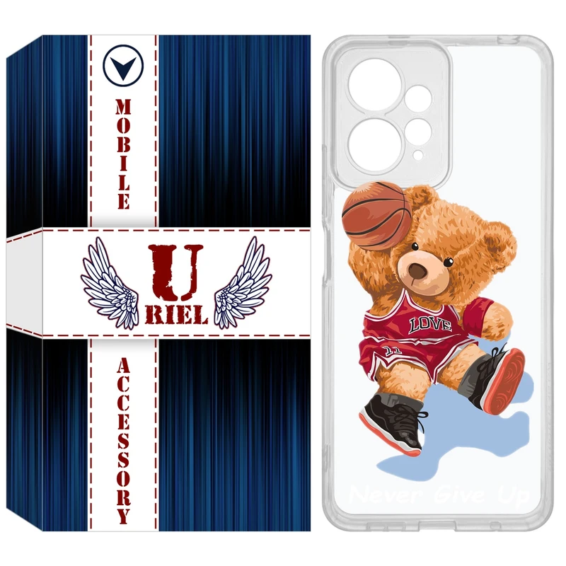 کاور یوریل مدل Clear کد 63 طرح خرس ورزشکار مناسب برای گوشی موبایل شیائومی Redmi Note 12 4G