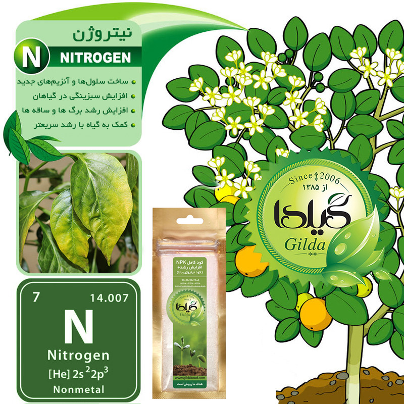 کود کامل NPK افزایش رشد+ گیلدا مدل نیتروژن بالا وزن 25 گرم