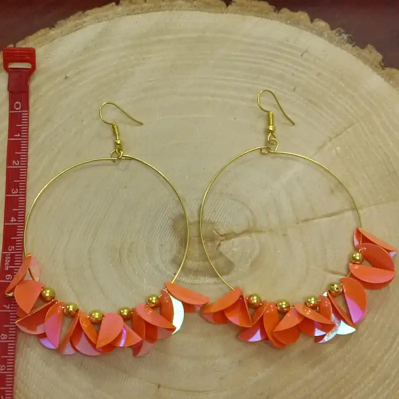 گوشواره زنانه مدل دایره پولک دار