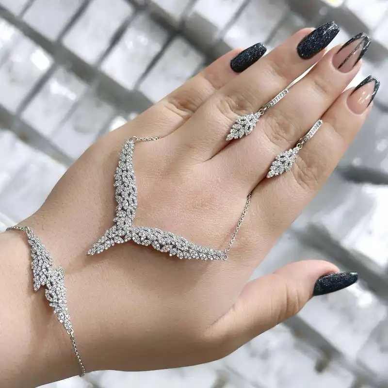 نیم ست نقره زنانه مدل گندم کد BF 36