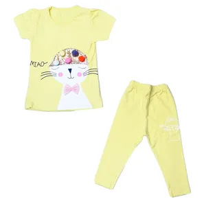 ست تیشرت آستین کوتاه و شلوار دخترانه مدل میو