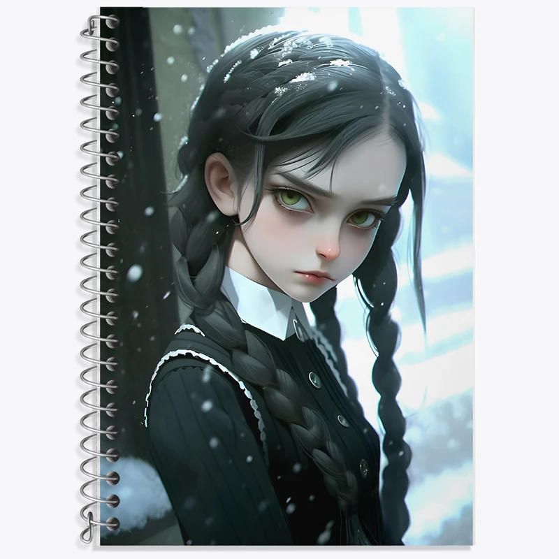 دفتر زبان 50 برگ خندالو مدل دو خط طرح ونزدی (Wednesday) کد F6976