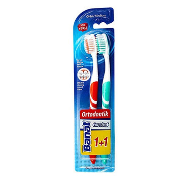 مسواک بنات مدل caredent 1+1 با برس متوسط