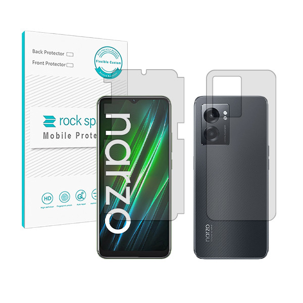 محافظ صفحه نمایش شفاف راک اسپیس مدل HyGEL مناسب برای گوشی موبایل ریلمی Narzo50 5G به همراه محافظ پشت گوشی