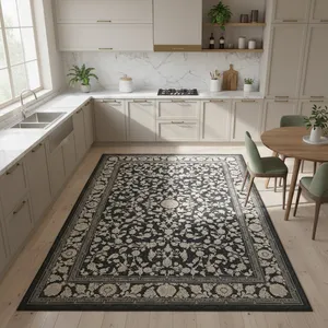 فرش ماشینی 1200 شانه زمینه طوسی حاشیه دودی مدل افشان اکریلیک پینترستی