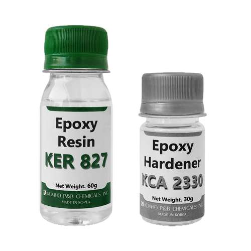 رزین اپوکسی کومهو پی اند بی کمیکالز مدل نیمه غلیظ کد KER827 وزن 90 گرم به همراه هاردنر