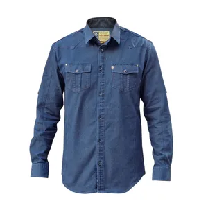 پیراهن آستین بلند مردانه پایتی جامه مدل جین کشی کد 8588807