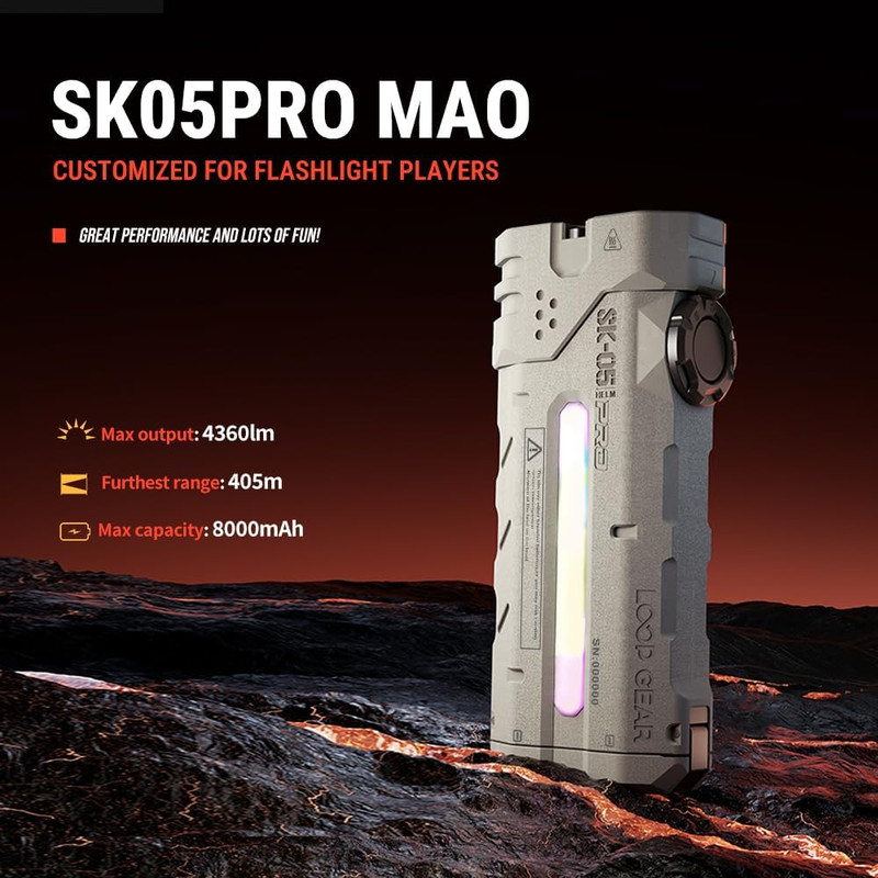 چراغ قوه دستی لوپ گیر مدل SK05 PRO با نور چند رنگ