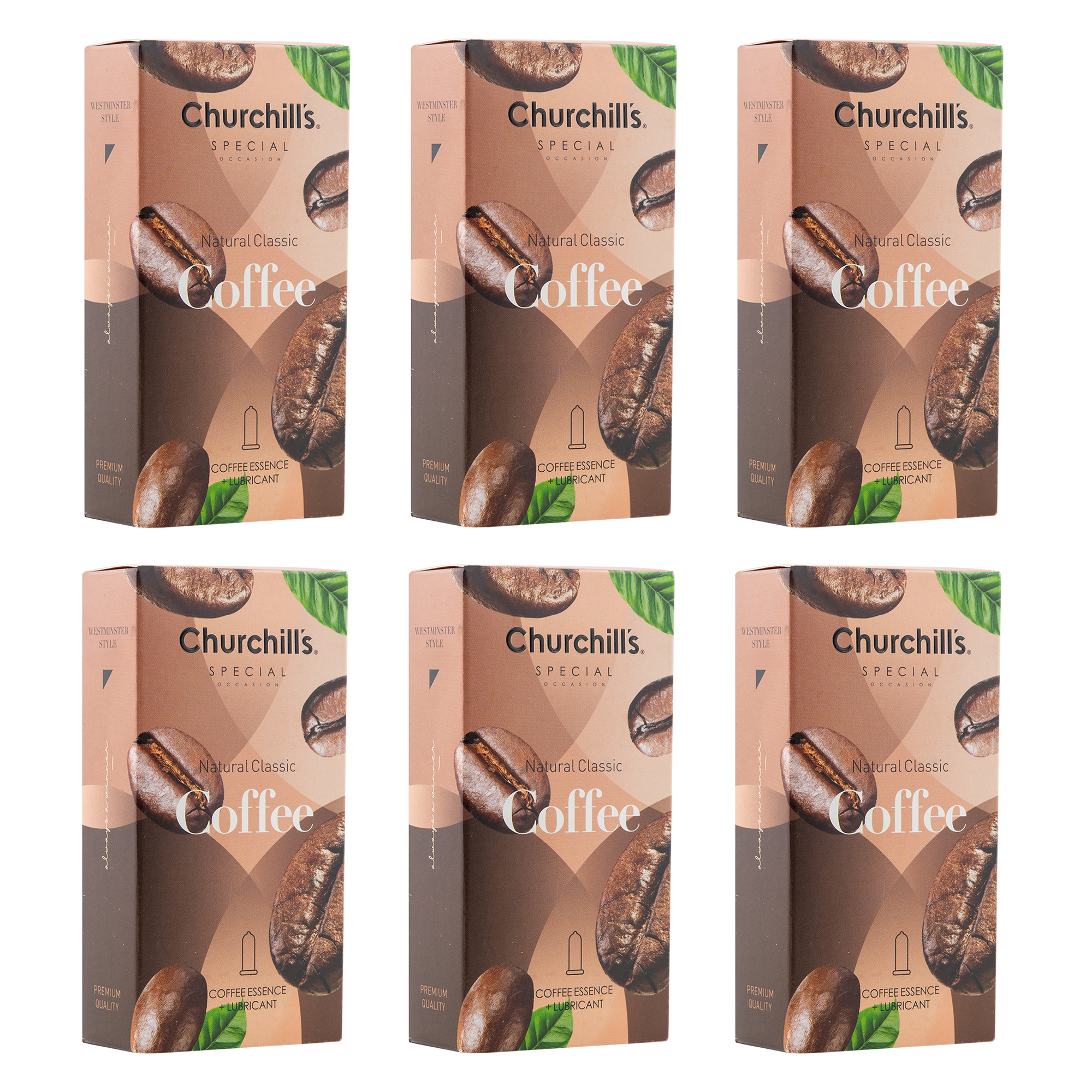 کاندوم چرچیلز مدل Classic Coffee مجموعه 6 عددی