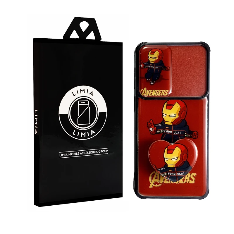 کاور لیمیا مدل فانتزی کشویی پشت شیشه ای طرح عروسکی کد 131 مناسب برای گوشی سامسونگ Galaxy A 52 / 52s به همراه پاپ سوکت 