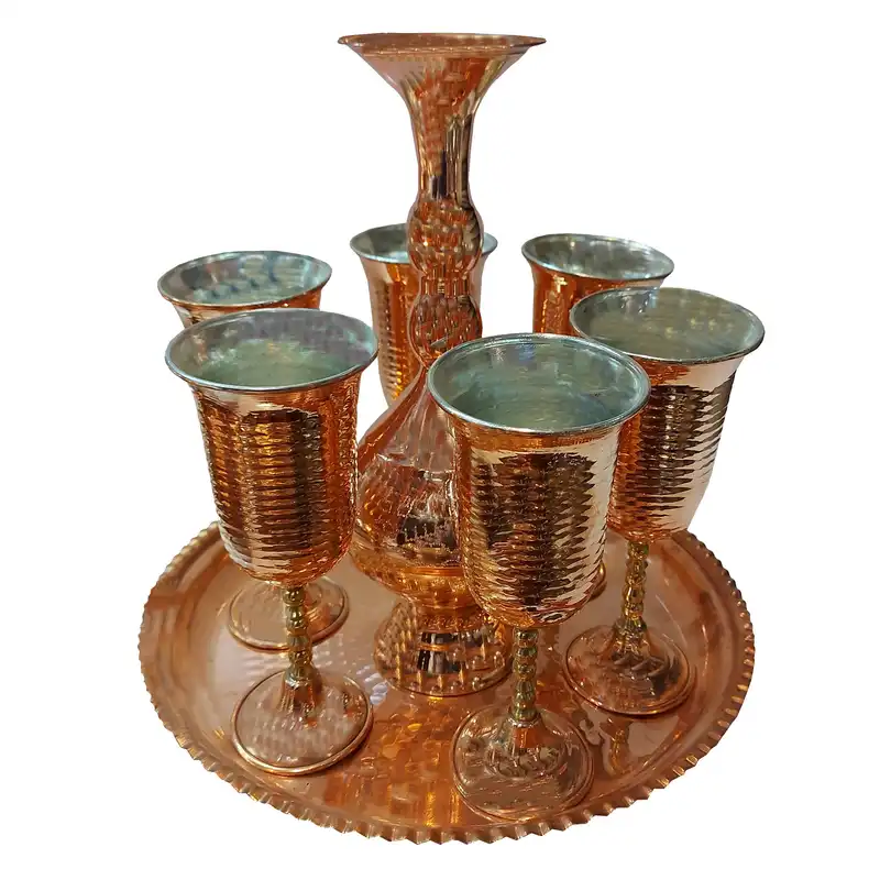 ست 8 تکه جام و پارچ مسی کد 7802