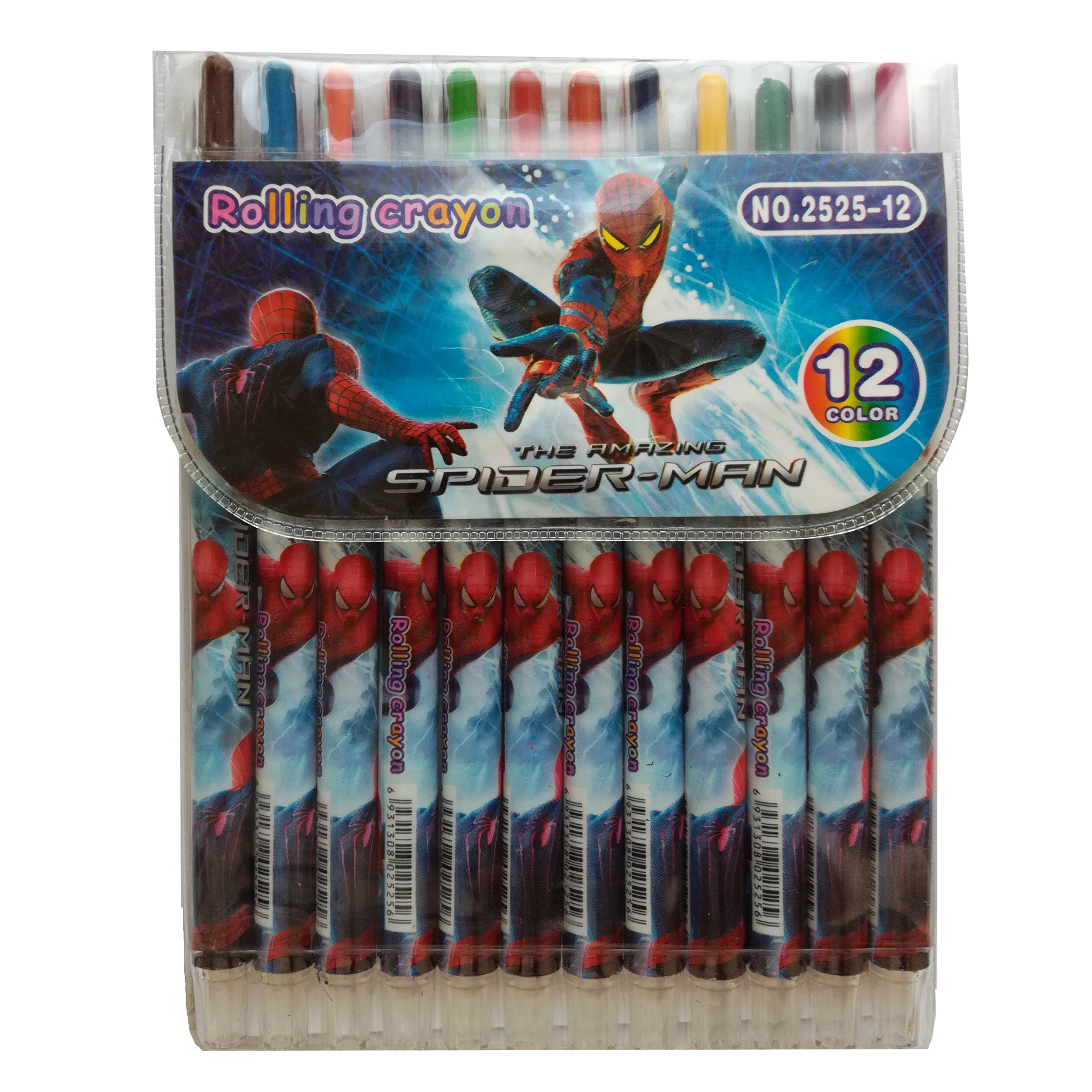 مداد شمعی 12 رنگ مدل اسپایدرمن