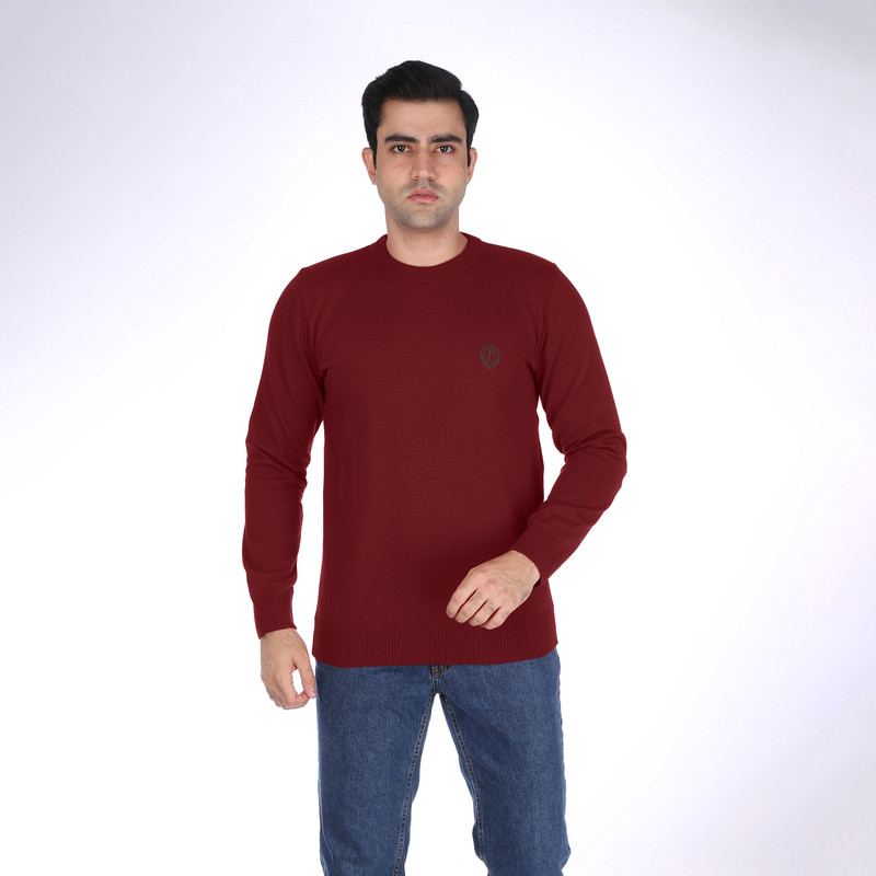 پلیور مردانه تریکو پاییزان مدل PR700 رنگ زرشکی تیره