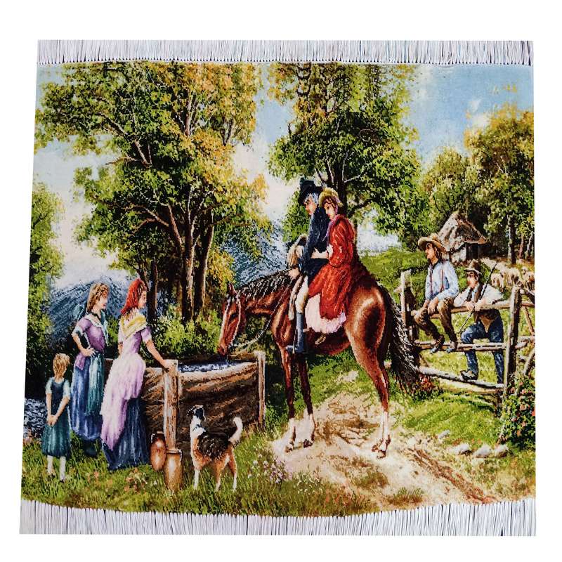 فرش دستبافت دیوار کوب طرح اسب سوار