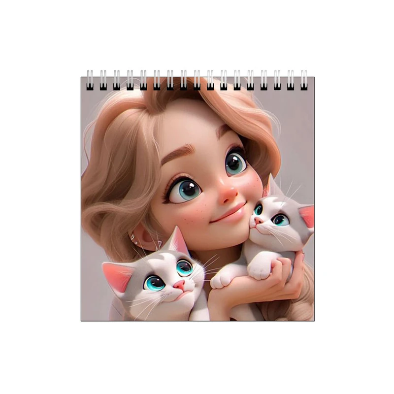 دفتر طراحی طرح دختر و بچه گربه ها کد 0338957