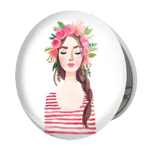 آینه جیبی خندالو طرح دخترونه مدل تاشو کد 5496 