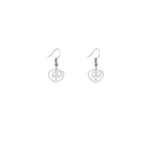 گوشواره نقره زنانه هایکا طرح قلب و حرف P مدل n.ha772