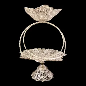 شیرینی خوری ملیله کاری مدل دو طبقه کد S730