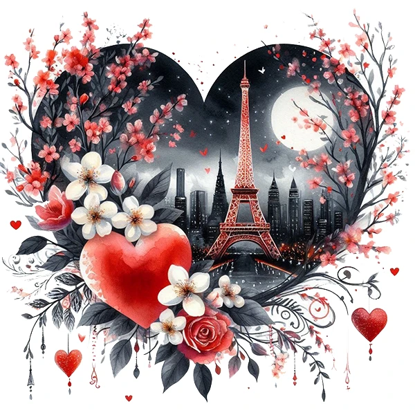 استیکر پارچه و لباس پاد آفرین طرح قلب و برج ایفل کد 4298