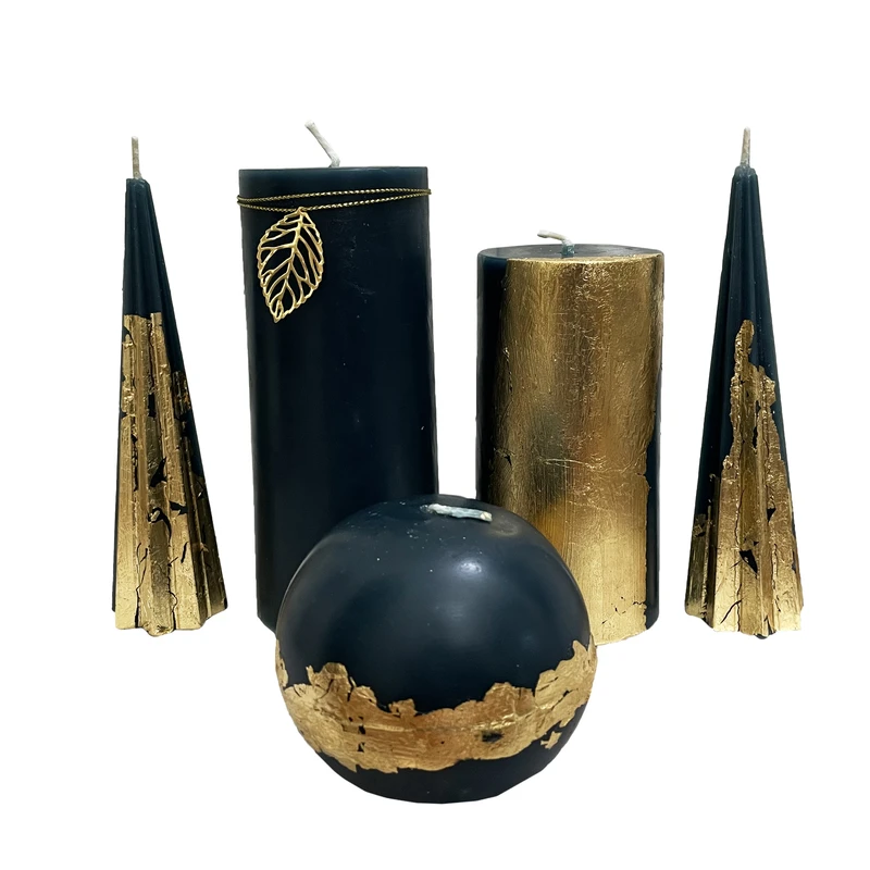 شمع دست ساز مدل استوانه y55 مجموعه 5 عددی