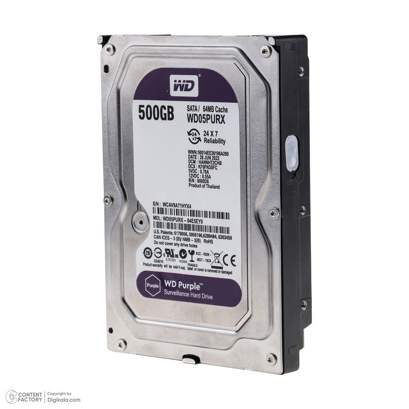 هارد دیسک اینترنال وسترن دیجیتال مدل WD05PURX ظرفیت 500 گیگابایت