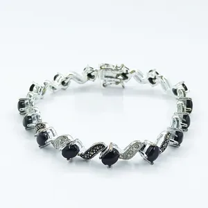 دستبند نقره زنانه سلین کالا مدل عقیق مشکی ce-As102