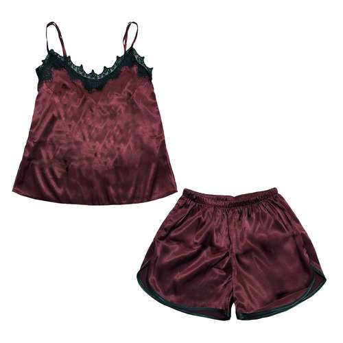 لباس خواب زنانه مدل ساتن کد MJR11 رنگ ارغوانی