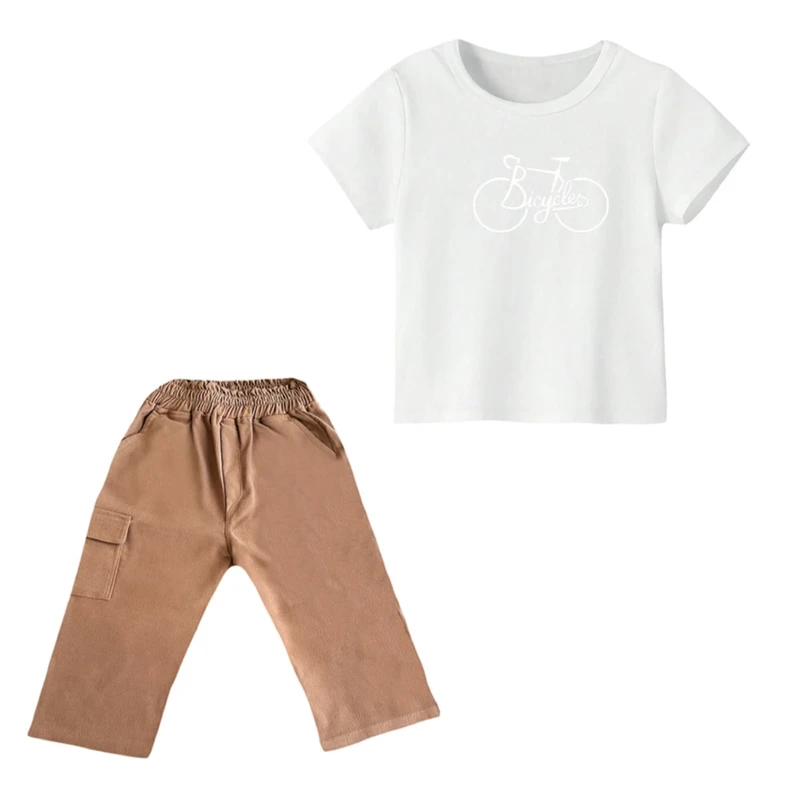 ست تی شرت و شلوارک دخترانه مدل دوچرخه کد ۱۳