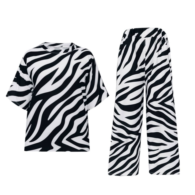 ست تی شرت آستین کوتاه و شلوار زنانه مدل راه دار