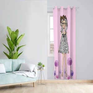 پرده مدل اتاق کودک مخمل پانچی طرح دخترانه کد 4188 سایز 140x280 سانتی متر