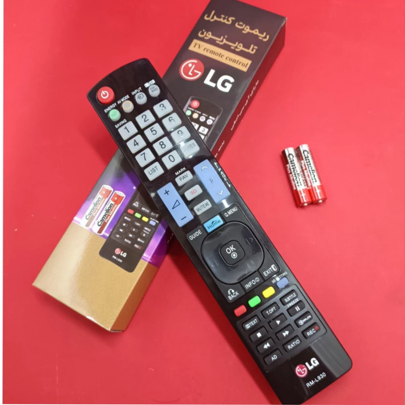 ریموت کنترل تلویزیون  مدل Rm-L930 به همراه باتری نیم قلمی بسته 2 عددی