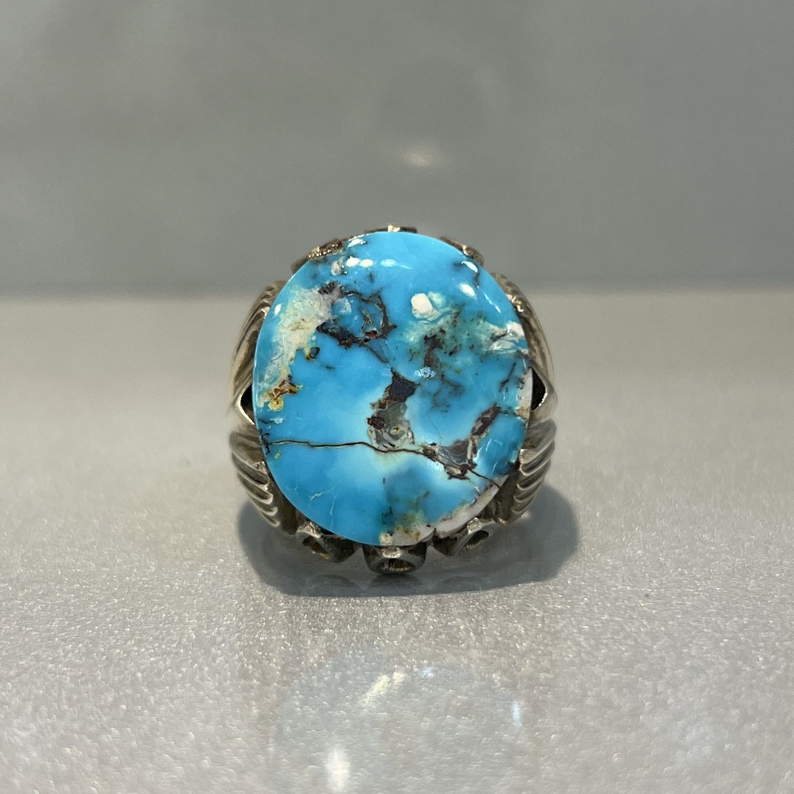 انگشتر نقره مردانه مدل اسپرت نگین فیروزه نیشابوری - - 2