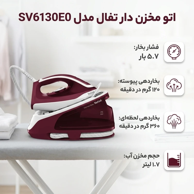عکس شماره 2 : اتو مخزن دار تفال مدل sv6130e0