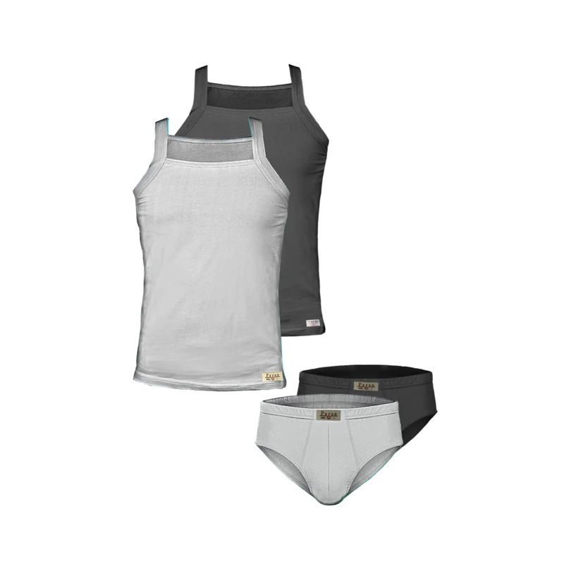 ست شورت و زیرپوش خشتی مردانه تولیدی پاران مدل نخ پنبه خالص صادراتی مجموعه 2 عددی